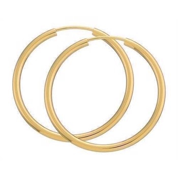 BNH Dame blanke Forgyldt sterling sølv Øre creoler, Ø 30 mm x 2,0 mm